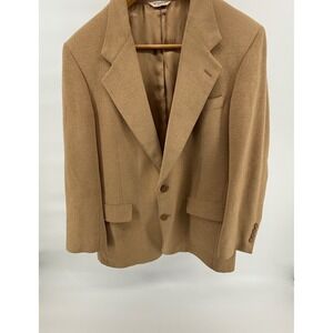Vtg  Bill Blass Made in USA Wool Blazer Men's‎ Tan Brown Classic Two Button Coat